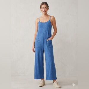 Women’s Blue Wide-Leg Jumpsuit with Pockets